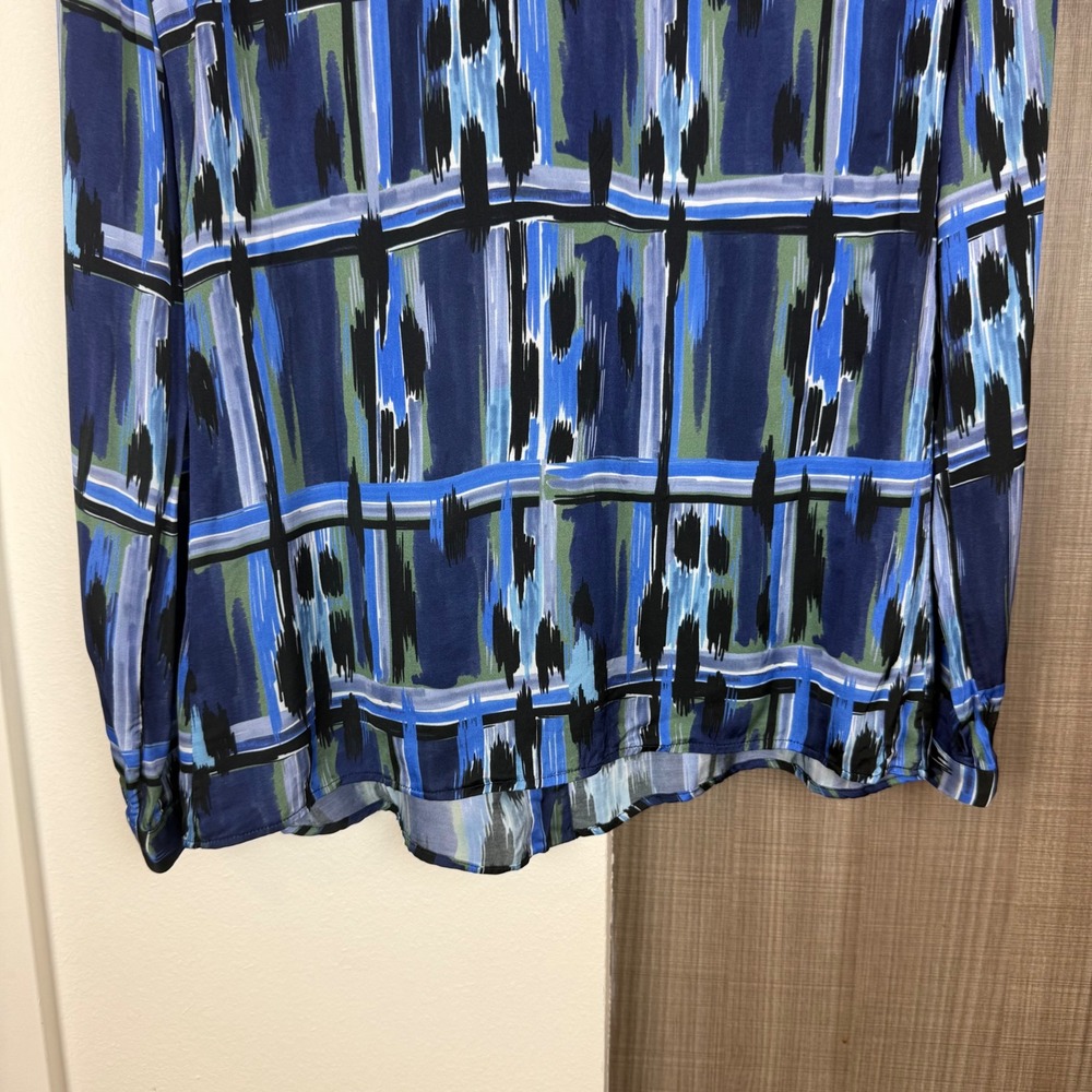 Just Cavalli Blue Black Patterned Button Down Blo… - image 8